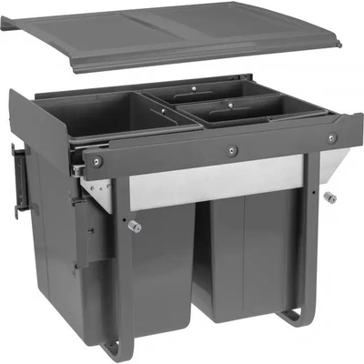 Kôš na odpadky 450mm antracit, 20 L + 2 x 10 L montáž na čelo