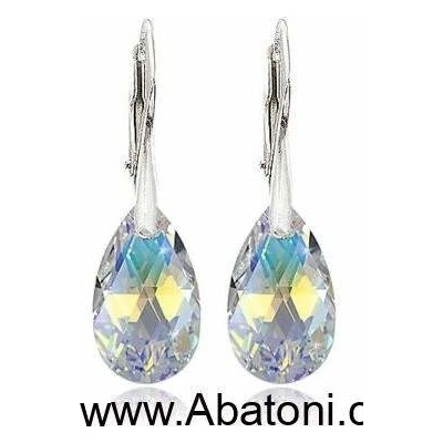 Swarovski Elements Pear krystal stříbrné visací bílé duhové slzičky kapky 31063.2 Crystal AB bílá křišťálová duhová měňavá