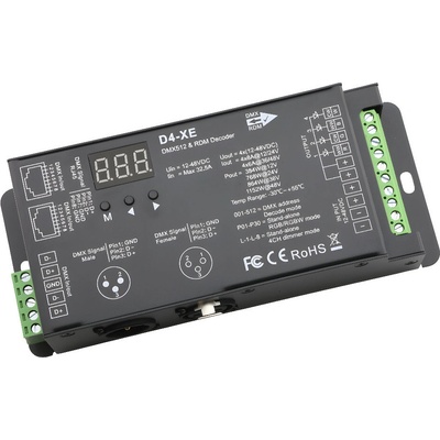 DMX512 dekodér D4-XE, 4-kanálový, 12-48V DC