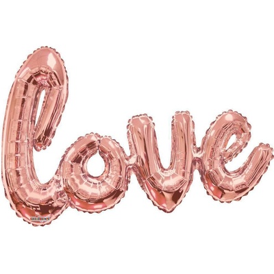 SMART Balónek foliový LOVE Valentýn Svatba rose gold růžovo zlatý 91 cm