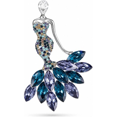 Éternelle Brož Swarovski Elements Mořská panna B8191- 8LXT2184B Modrá