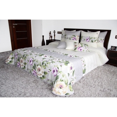 Prehozynapostel přehoz na postel sivo krémovej farby s ružami MARNM44-C_229 170 x 210 cm