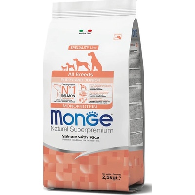 Monge Dog Puppy & Junior losos s ryžou 2,5 kg