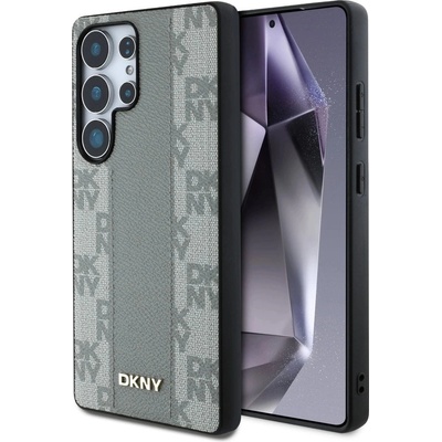 DKNY кожен кариран калъф MagSafe за Samsung Galaxy S25 Ultra - сив