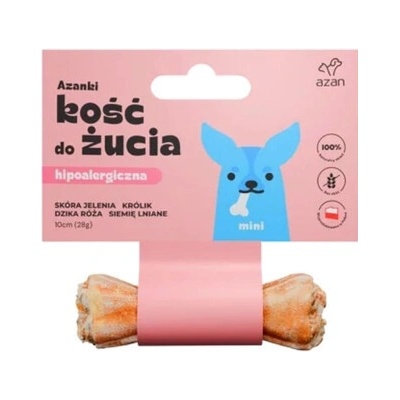 AZANKI Hypoalergenní kost z jelení kůže s králíkem a lněným semínkem MINI 10 cm
