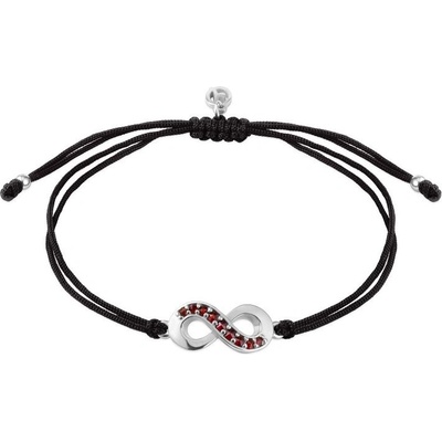 Český granát stříbrný náramek Shamballa s českým granátem nekonečno 160569