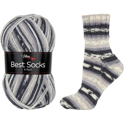 Vlna - Hep příze Best Socks 7073 variace šedé s krémovou
