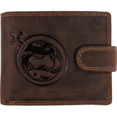 Wild Luxusná pánska peňaženka s prackou s obrázkom znamení zverorkuhu Ryby hnědá