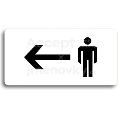 ACCEPT Piktogram WC MUŽI VLEVO - bílá tabulka - černý tisk bez rámečku