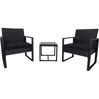 Idea Balkónový záhradný ratan set stôl + 2 kreslá OLBIA antracit