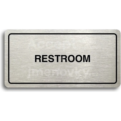 ACCEPT Piktogram RESTROOM - stříbrná tabulka - černý tisk