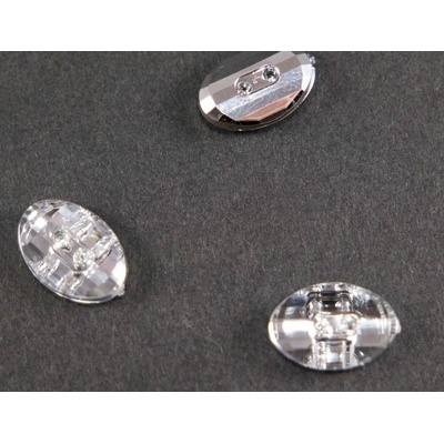 Luxusný kryštálový gombík - ovál špicatý - svetlý kryštál - rozmer 1,4 cm x 1 cm