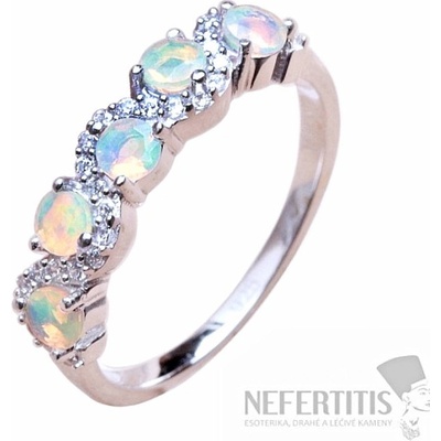 Nefertitis Prsten stříbrný s etiopskými opály a zirkony