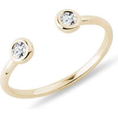 Klenota otevřený zlatý prsten s bezel diamanty k0661023
