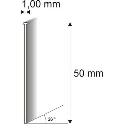 Truhlářské Brady šikmé 26° Narex 500/50 - 1 x 50 mm - 5.000 ks