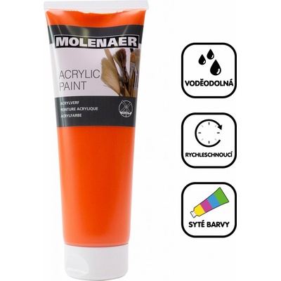 Molenaer akrylová barva 250 ml oranžová – Zboží Dáma