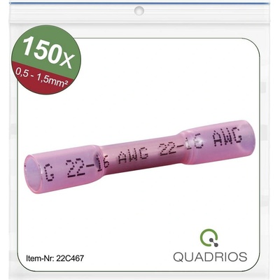 Quadrios 22C467 krimpovacie spojka so zmršťovacou bužírkou 0.5 mm² 1.5 mm² úplne izolované červená 1 sada