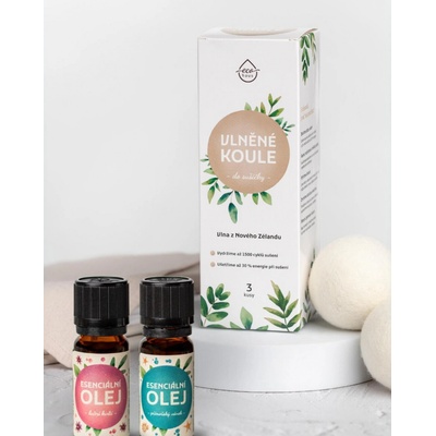 EcoHaus Výhodná sada Vlněné koule do sušičky 3 ks + esenciální oleje 2 ks – Hledejceny.cz