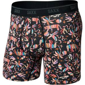 Saxx Мъжко синтетично термобельо Saxx Quest Quick-Dry Mesh Boxer Brief Fly 6'' Synthetic base layer - Adobe Zoo / Black (014-2478-0311)