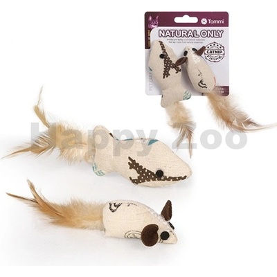 Hračka pro kočky TOMMI Natural Only - myš a ryba 8cm (2ks)