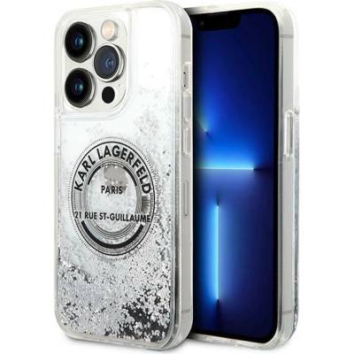 KARL LAGERFELD Кейс Karl Lagerfeld KLHCP14LLCRSGRS за iPhone 14 Pro 6.1" сребърен / сребърен, твърд, Liquid Glitter RSG (KF001211-0)