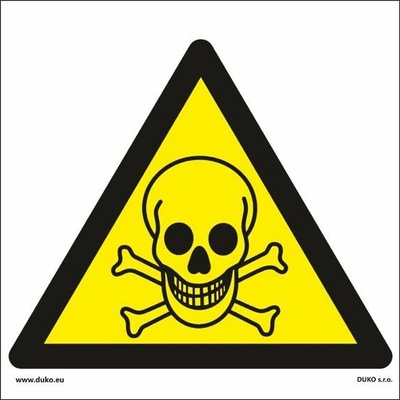 DUKO RIZIKO TOXICITY Formát: 150 x 150 mm, Materiál: plast 0,5 mm, samolepící vinylová fólie