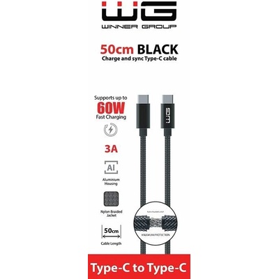 Winner WINTYPCC50CM dátový USB-C/USB-C, 3 A, 0,5m, černý