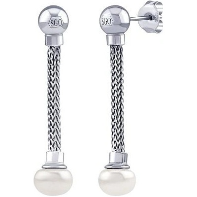 Silvego Strieborné pletené náušnice Shaya s pravou prírodnou perlou STF2350EPW