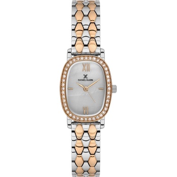 Daniel Klein DK. 1.13942-6 Premium, Дамски часовник- Овален корпус с кристали, седефен циферблат, двуцветна верижка