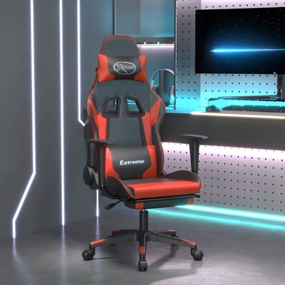 vidaXL Herní židle s podnožkou černá a červená umělá kůže 3143700