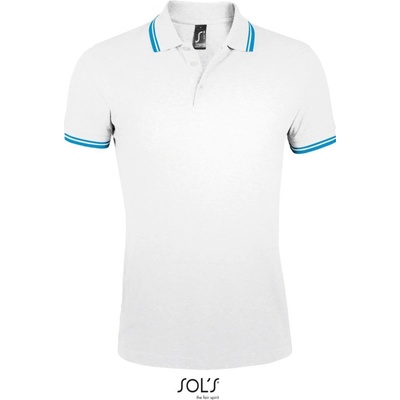 Sol´s Collection polokošile Pasadena Men krátký rukáv pánská Cot-25057775801 bílá /aqua modrá