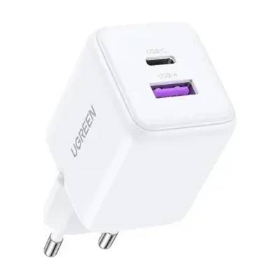 UGREEN ЗАРЯДНО УСТРОЙСТВО X516 220V 1xUSB-C 1xUSB A 30W mini UGREEN - БЯЛО (Ugreen 65015)