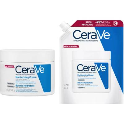 CeraVe Комплект - Хидратиращ крем за лице и тяло + Пълнител, 340 + 454 g