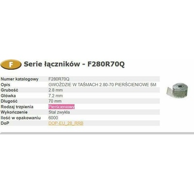 Bostitch Hřebíky BOSTITCH F 2,80-70 RQ 9m BCHF280R70Q