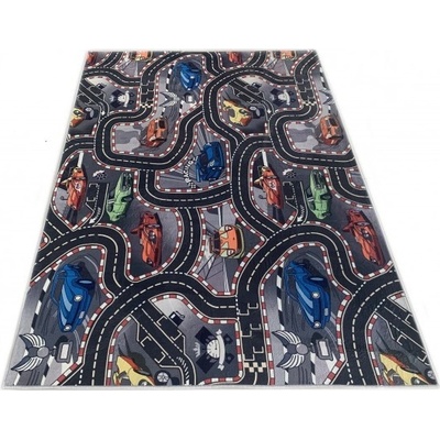 Makro Abra Flannel Printed B-605 Závodní Auta Ulice šedý