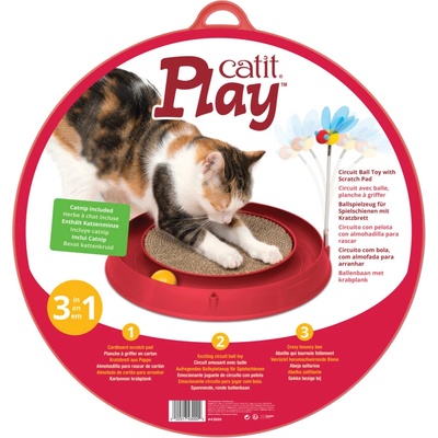 Catit 3in1 hračka pre mačky so škrabadlom cca. Ø 36 x V 25cm (červená)