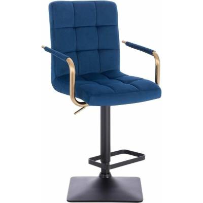 LuxuryForm Design Verona Gold Velur na čiernej hranatej podstave modrá