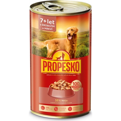 Propesko Senior drůbeží a mrkev v omáčce kousky 1240 g