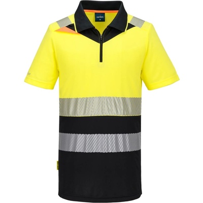 Portwest hi-vis dx4 dx435 / Мъжка светлоотразителна поло тениска с къс ръкав - hv жълто/черно l (dx435ybrl)
