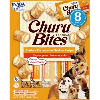 Inaba Foods Dog Churu Bites - Chicken - Лакомство за кучета, джобчета с мек пълнеж с пиле, 8 пакета х 12 грама, Япония EUD721