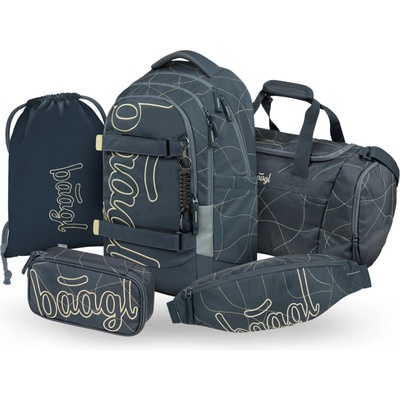 Baagl SET 5 Skate Max Wave: раница, пенал, торбичка, спортна чанта, поясна чанта GRS BAAGL | Sin | Момчешки | UNI
