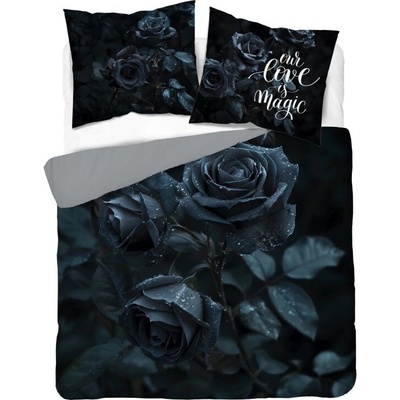 Detexpol obliečky 3D Ruže čierne micro Polyester mikrovlákno 220x200 2x70x80