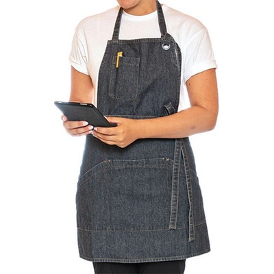 Le Chef Džínová gastro zástěra DE116 Black/Grey 91 x 71 cm