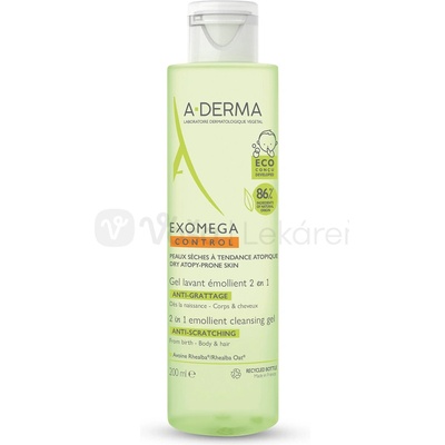 A-Derma Exomega Control pre deti 2v1 zvláčňujúci umývací gél 200 ml