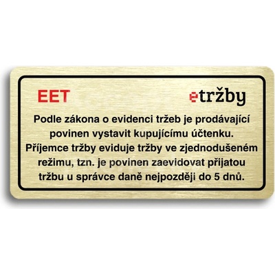 ACCEPT Piktogram EET - zjednodušený režim - zlatá tabulka - barevný tisk