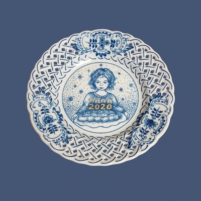 Cibulák Závesný tanier prelamovaný 18cm výročný 2020 Originálny Český Porcelán Dubí