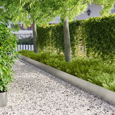 vidaXL Ограда за трева 30 pcs 100 x 18 см Стомана Сребристо (8008847)