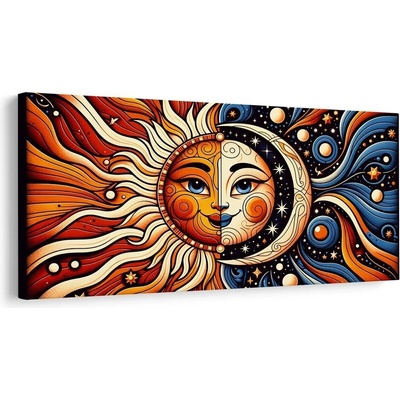 Obraz sluneční a měsíční tvář - 120x60