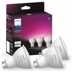 Philips White & Color Ambiance GU10 LED spot pack of 3 (350 lm), dimmable LED lamps for the Hue lighting system with 16 million colors, smart light control via voice and app - 929001953115 - mallbg