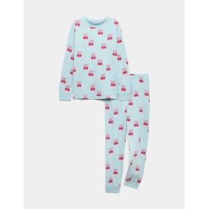 Marks & Spencer Пижама с висок памук и печат вишни (12 месеца - 16 години) Marks & Spencer синя Marks & Spencer | Sin | Момичешки | 7-8 години